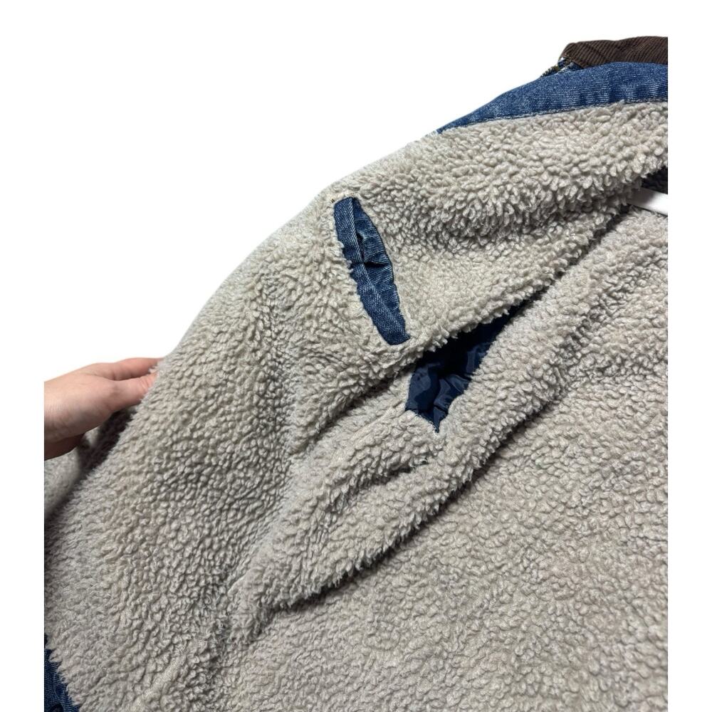 Wrangler Barn Jean Jacket Mens Large Sherpa Lined Corduroy Vintage 90s Chores - Picture 10 of 13